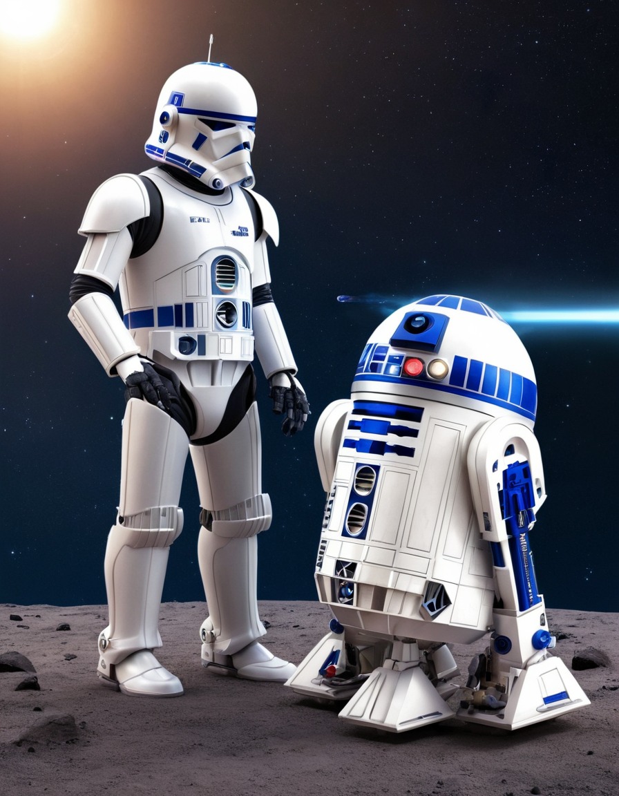 r2-d2, spaceship, repair, outer space, robots, games, movies