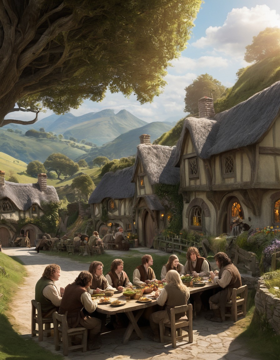 fantasy, hobbits, village life, the shire, peaceful, john tolkien, tolkien