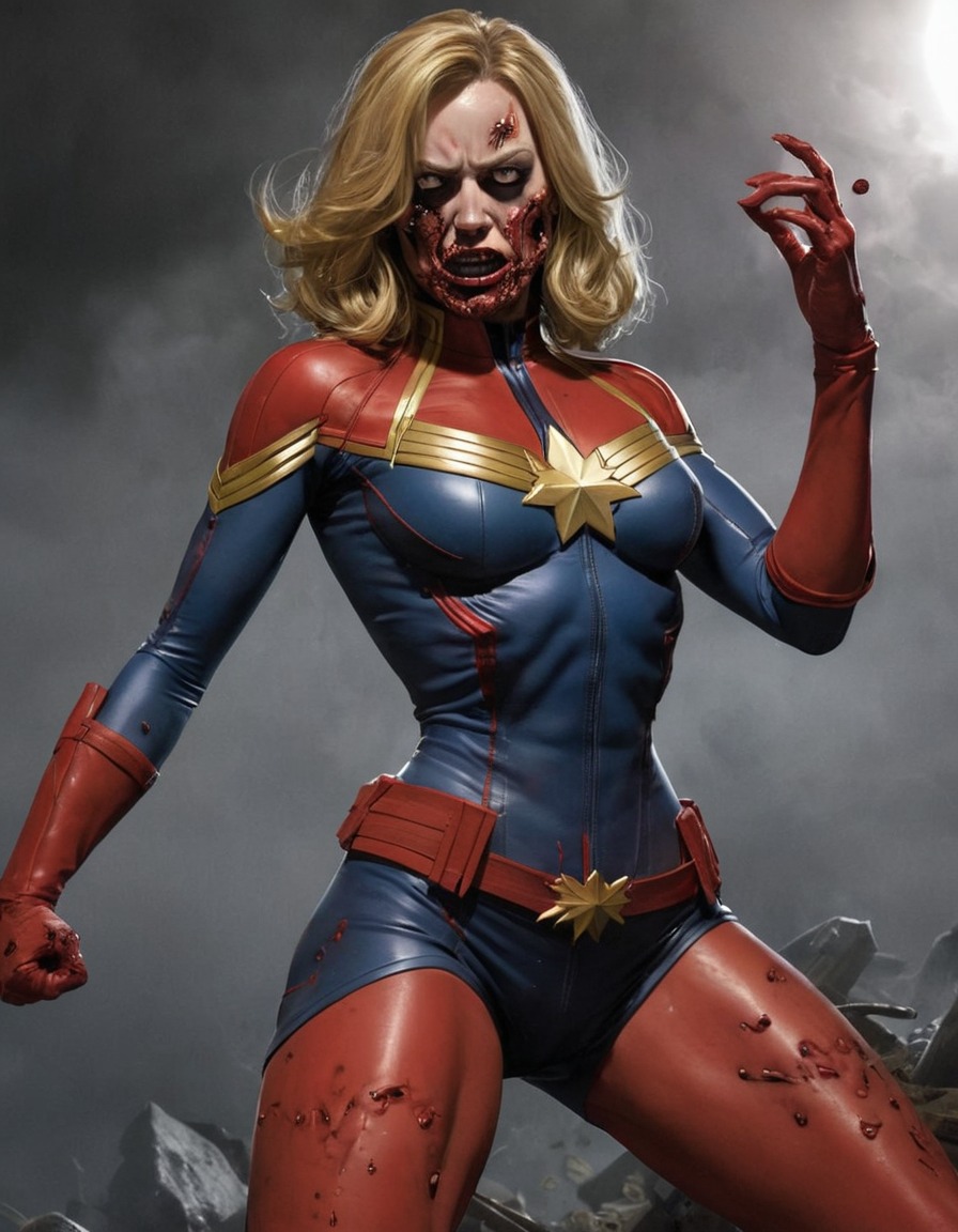 zombie, captain marvel (marvel comics), marvel comics, undead, carol danvers, superhero, superpower