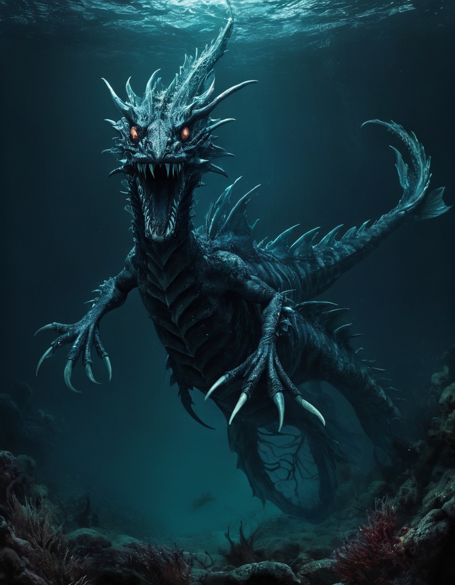 sea monster, mythical creature, legendary beast, dragon, sea, mythology