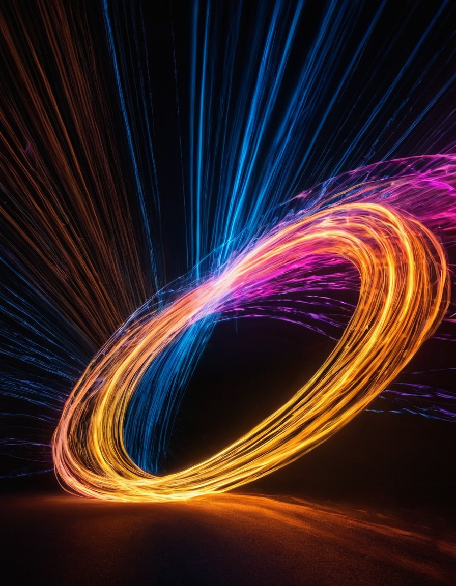 light painting, colorful streaks, shapes, art, creativity