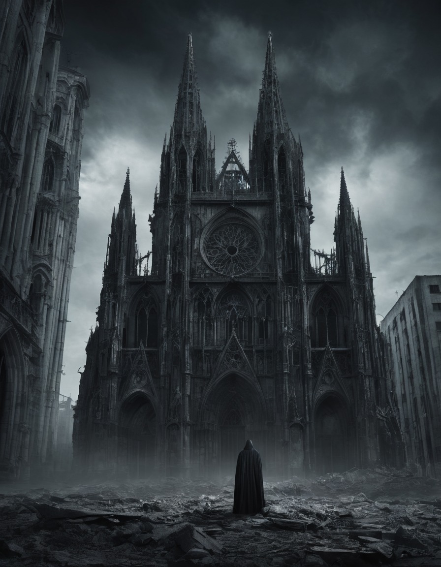 architecture, gothic, cathedral, ruins, underground, dark