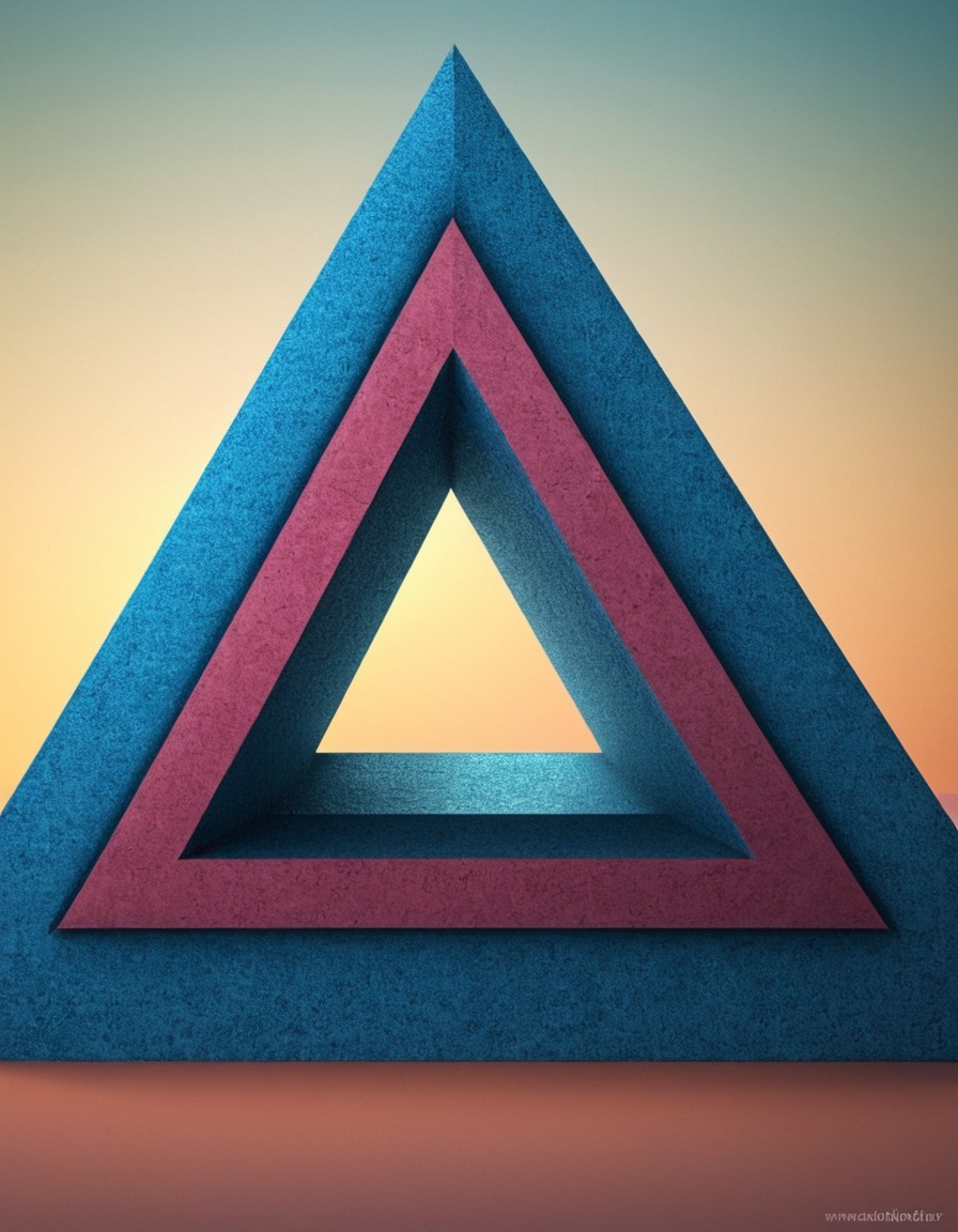 penrose triangle, illusion, visual illusion