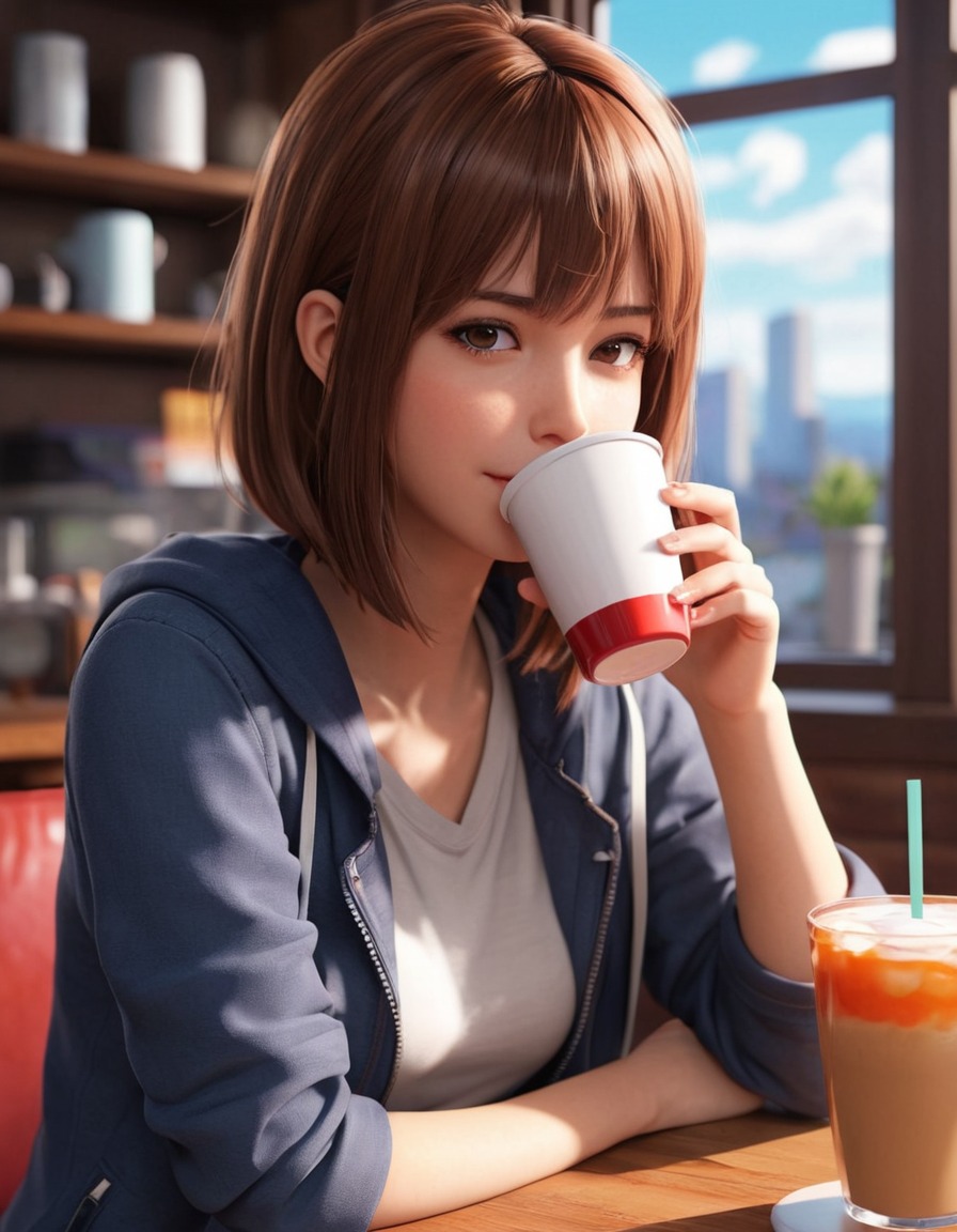 max caulfield, coffee shop, cozy, drink, relaxation, chilling, anime, games