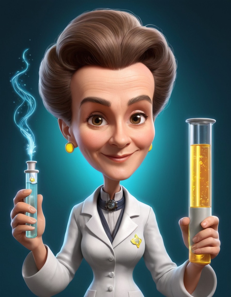 marie curie, caricature, scientist, humor, funny