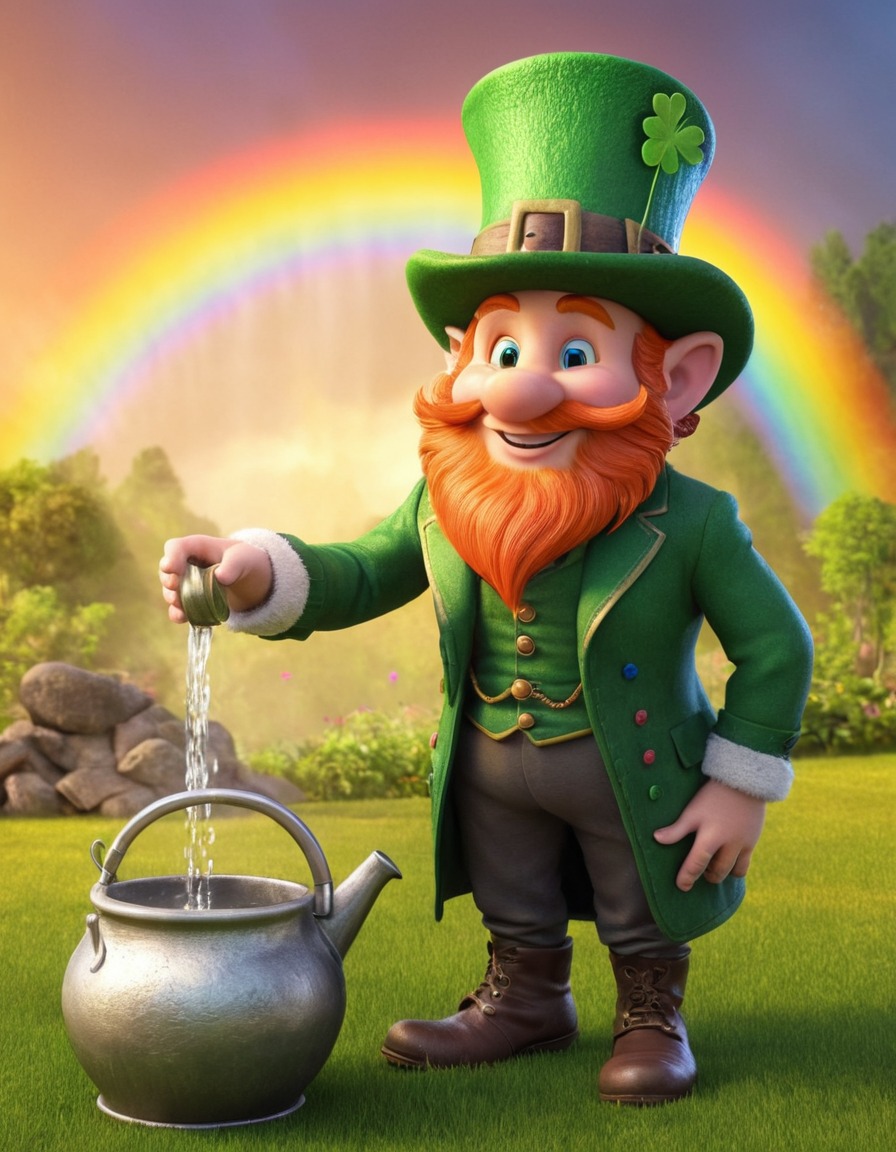 leprechaun, rainbow, magical creature, fantasy, irish folklore