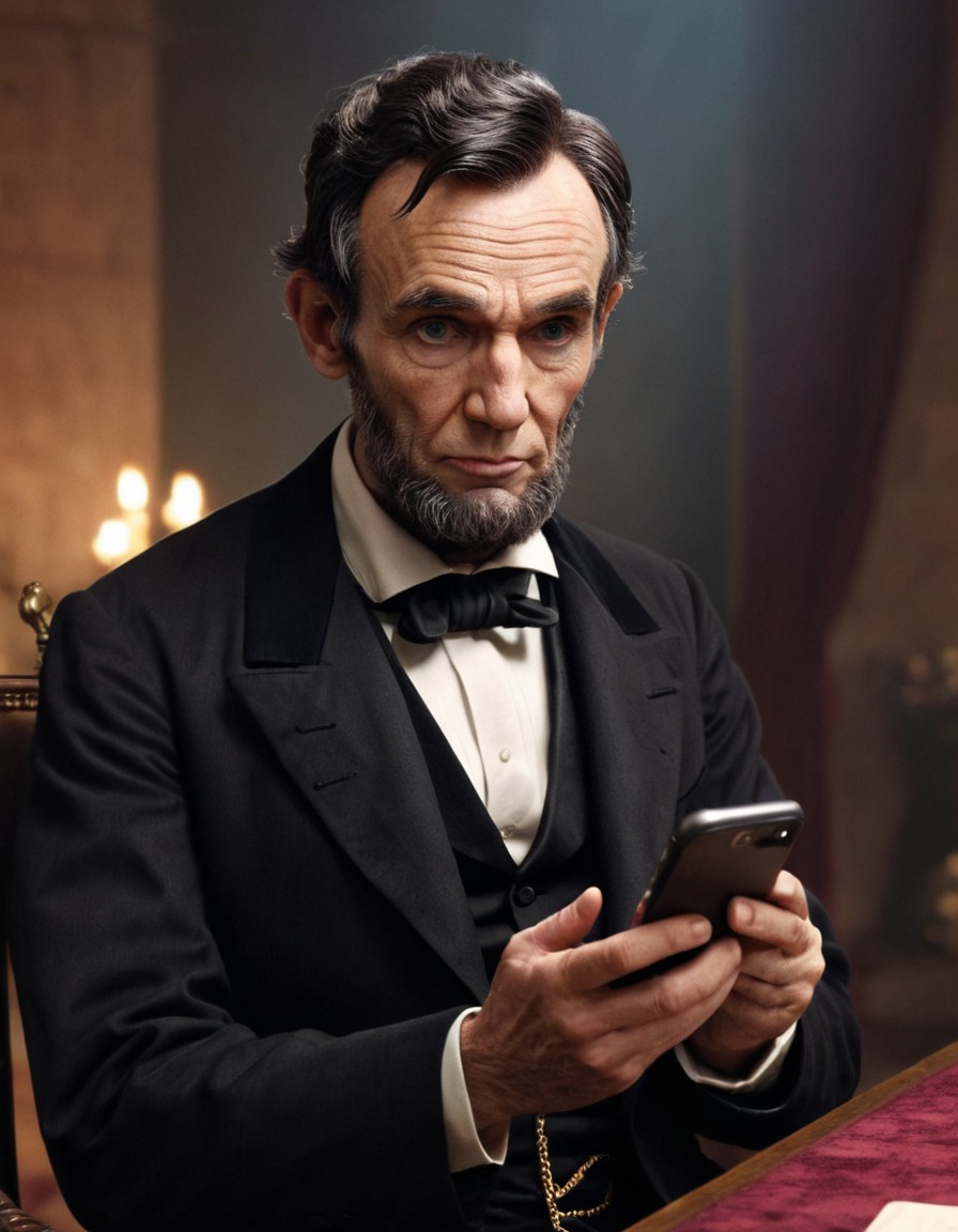 abraham lincoln, smartphone, technology, historical figure