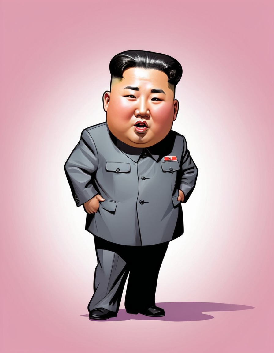 kim jong un, caricature, whimsical, colorful, exaggerated, politics