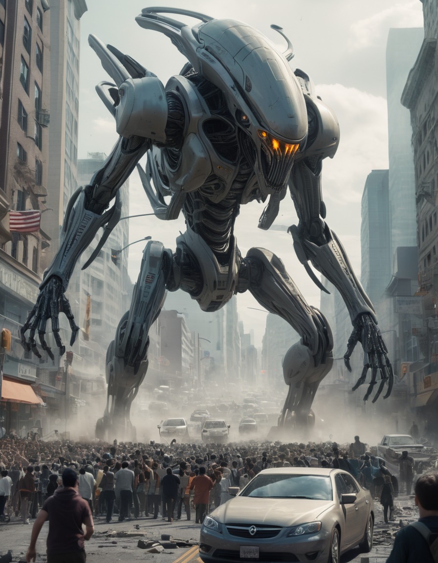 alien, mech, destruction, evacuation, futuristic, aliens, three body problem, trisolaran