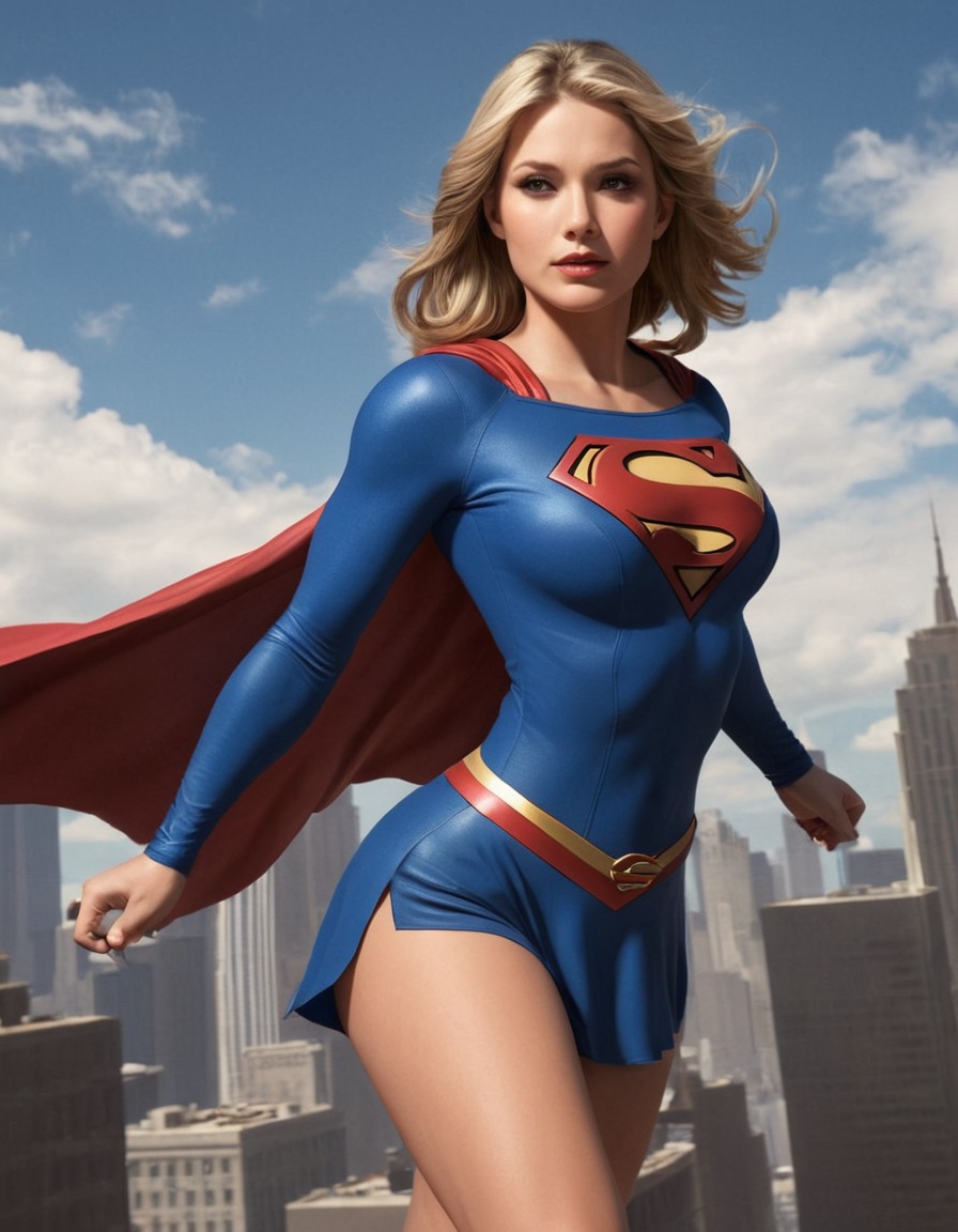 supergirl, superhero, powerful, flying, female empowerment, sexy, painted