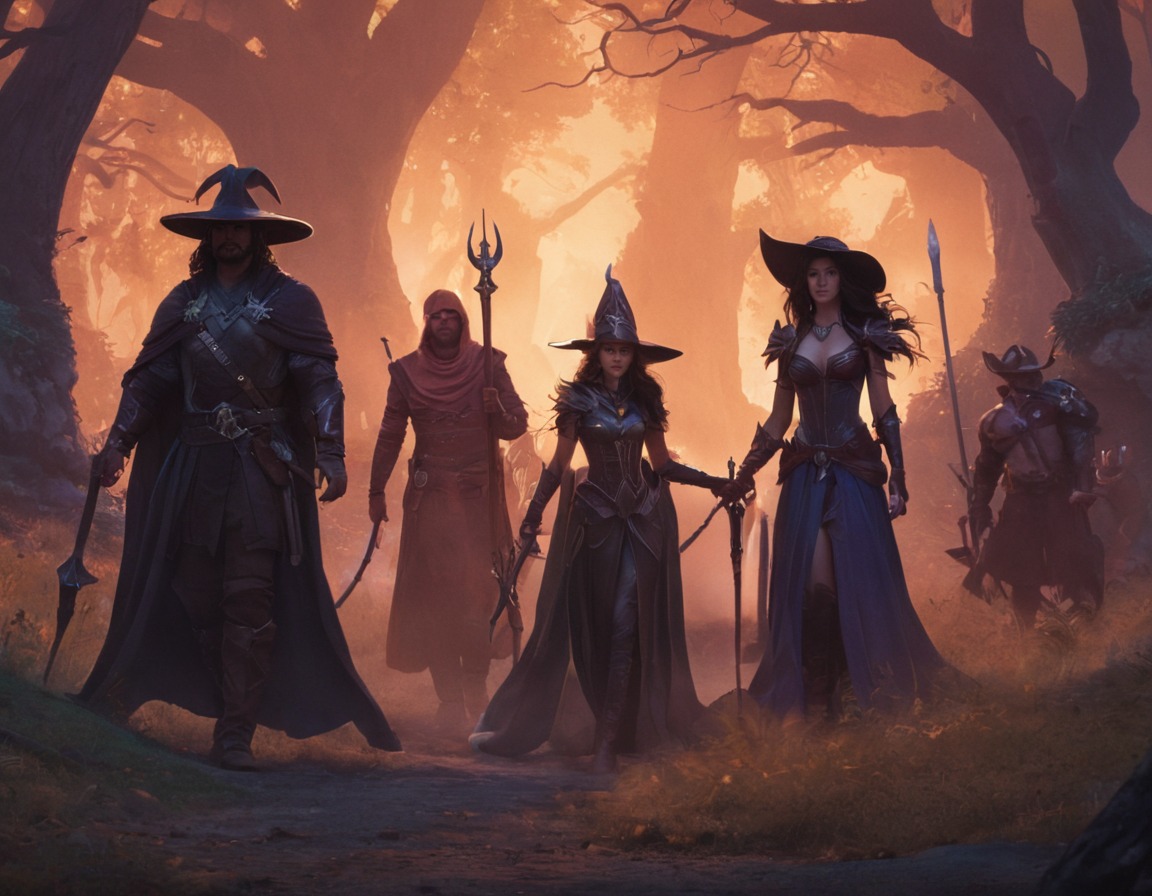 magic, fantasyart, rpg, witch, sorceress, mage, dreamup, forest, coven, witches, aiart, dailychallenge, ai_art