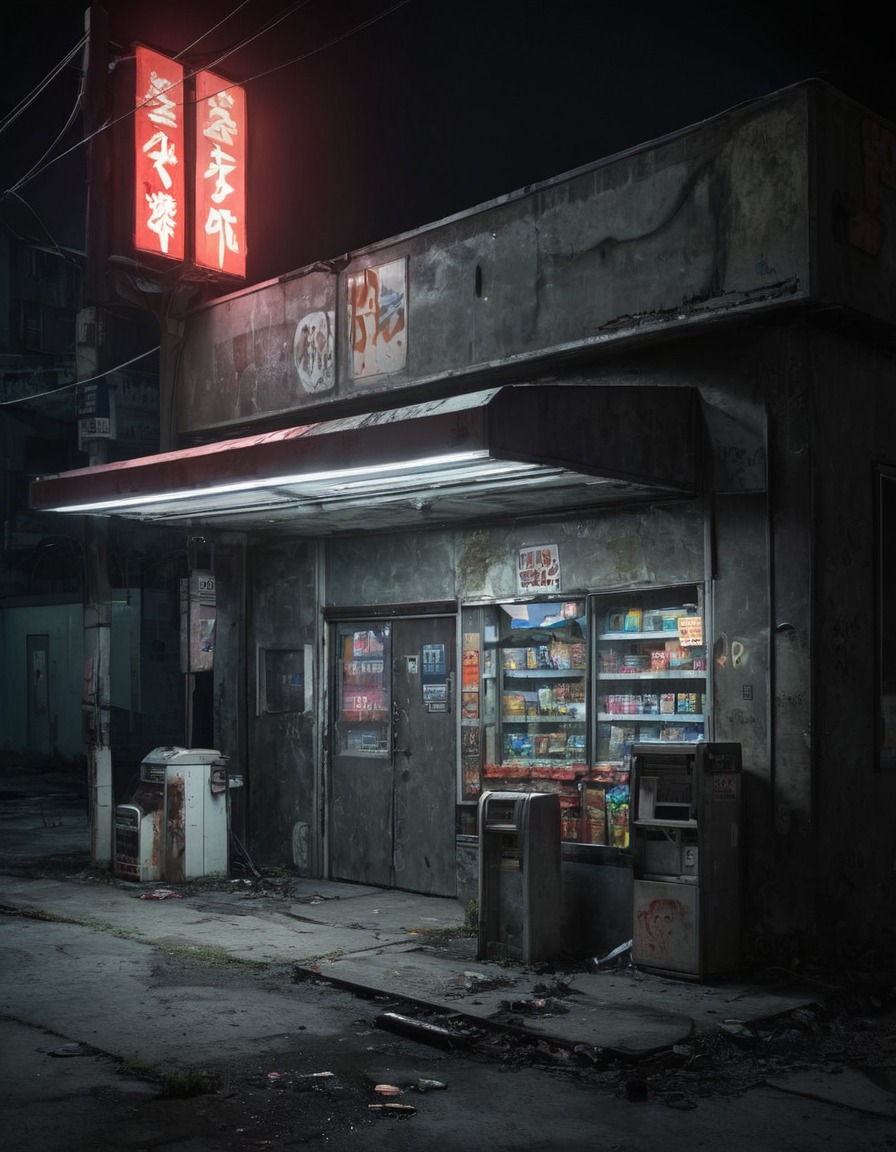 convenience store, abandoned building, urban decay, big city, store closure, neglected, cityscape