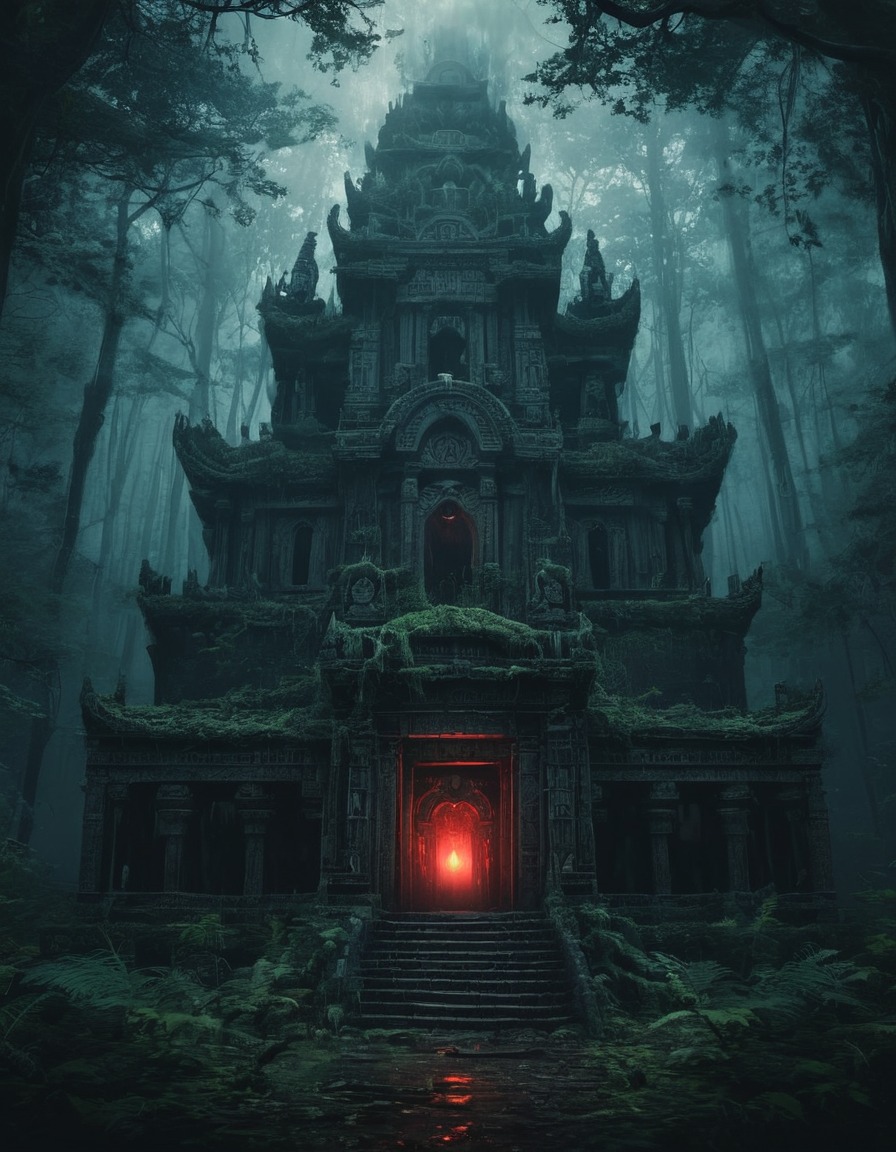 forest, temple, forgotten, mysterious, ancient, lovecraft, howard lovecraft