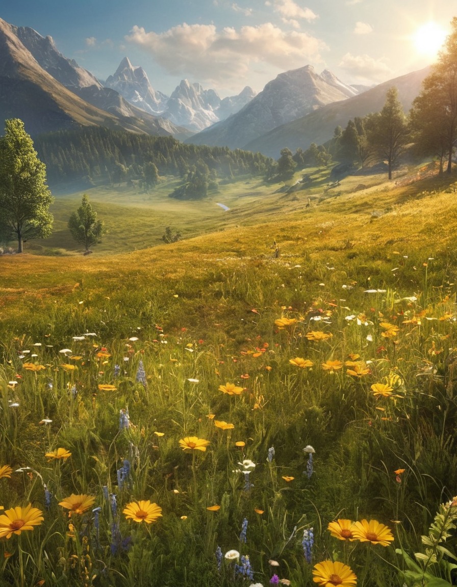 nature, beautiful meadow, scenic, wildflowers, lush greenery