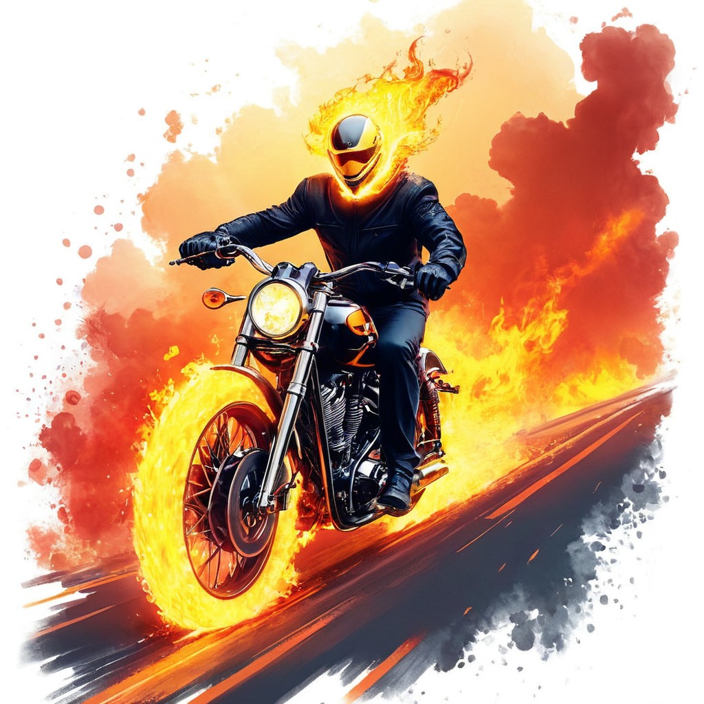 digitalart, characterdesign, motorcycle, characterillustration, highwaytohell