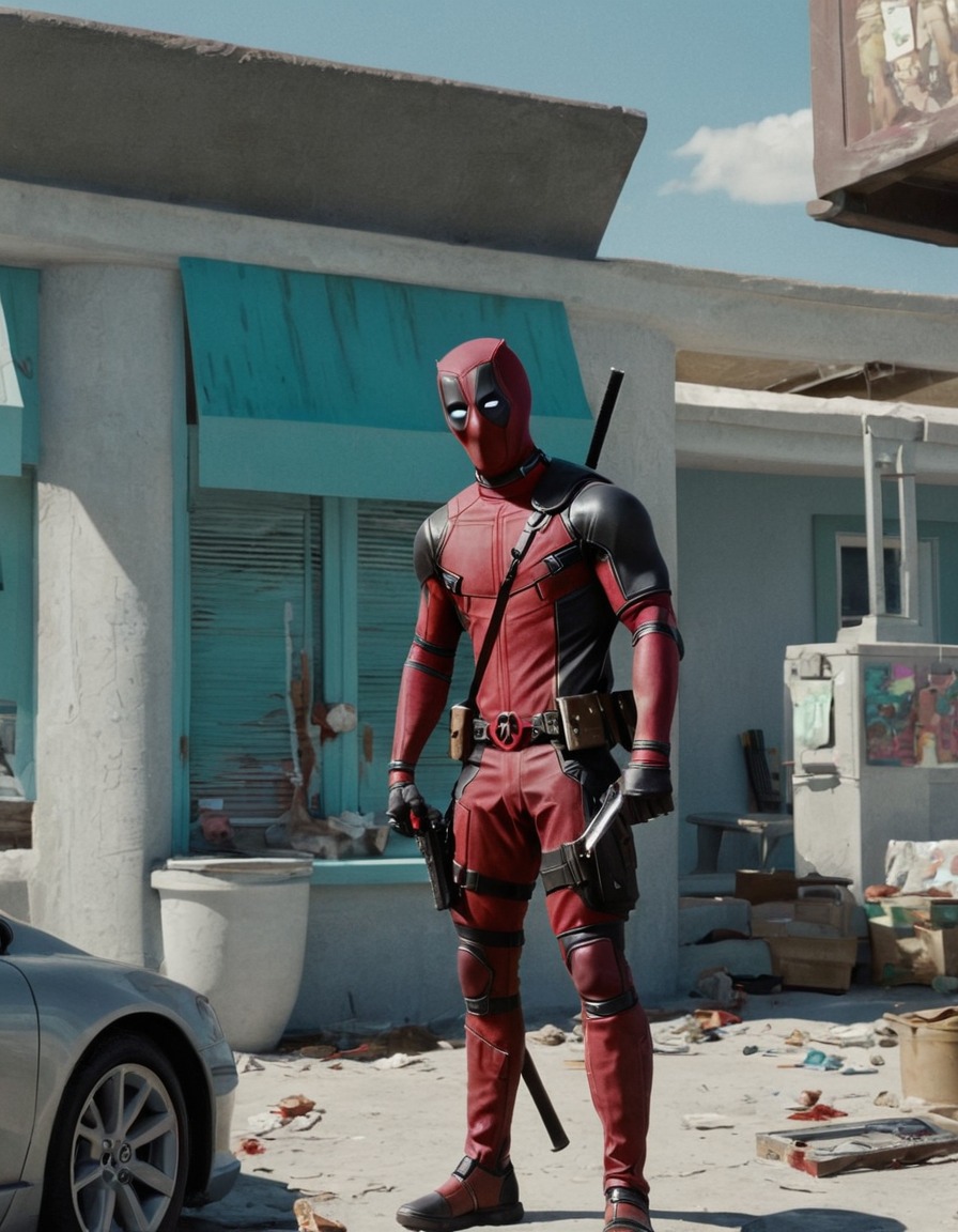 deadpool, 2016, art, painting, movie scene, wade wilson, ryan reynolds