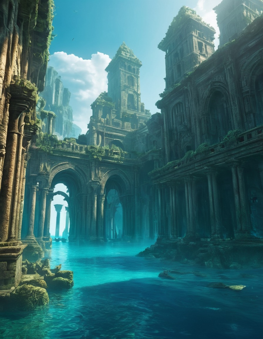 underwater, ancient ruins, eldritch, eerie, lovecraft, howard lovecraft