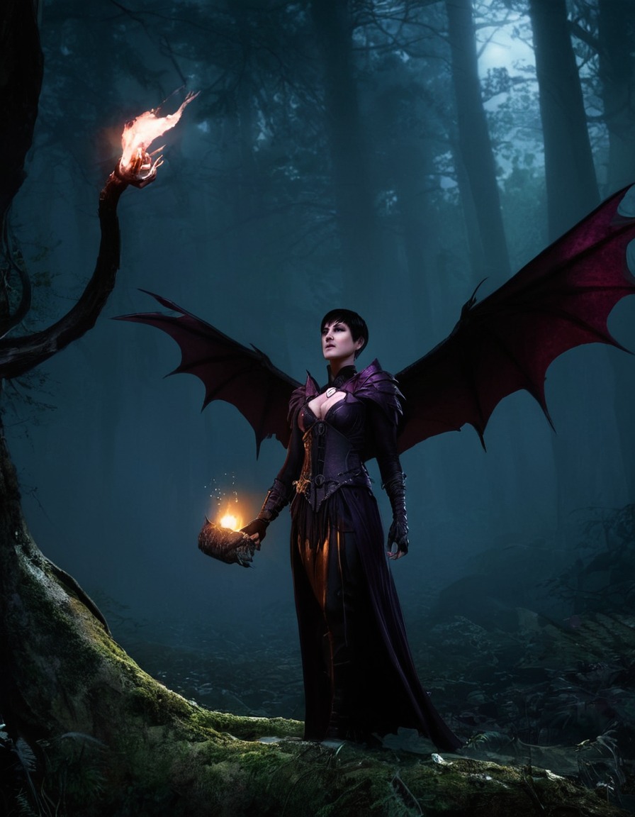 fantasy, video game, character, magic, dark forest, games, girls from games