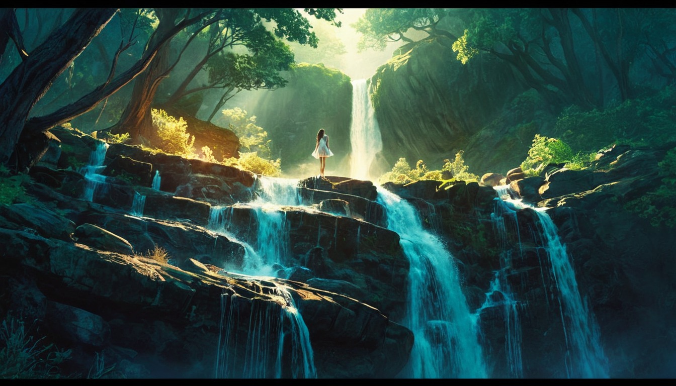 waterfall, anime, wallpaper, gorgeous, nature, styled