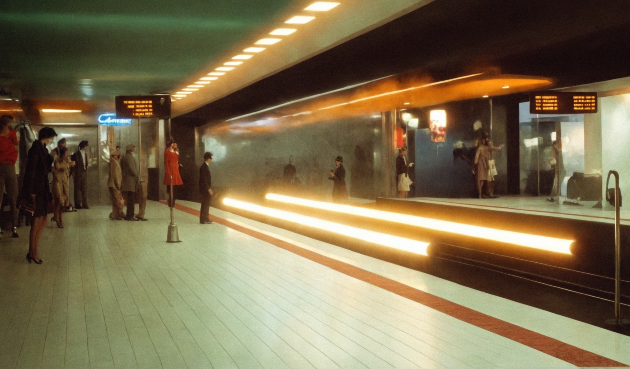 neon glow, neon aesthetic, neoncore, photography, neon colors, neon lights, people, germany, train station, subway, pedestrians, night photography, nighttime, night, urban photography, vintage asthetic, neonoir, glow, urban landscape, cyberpunkaesthetic, cyberpunk art, cyberpunk