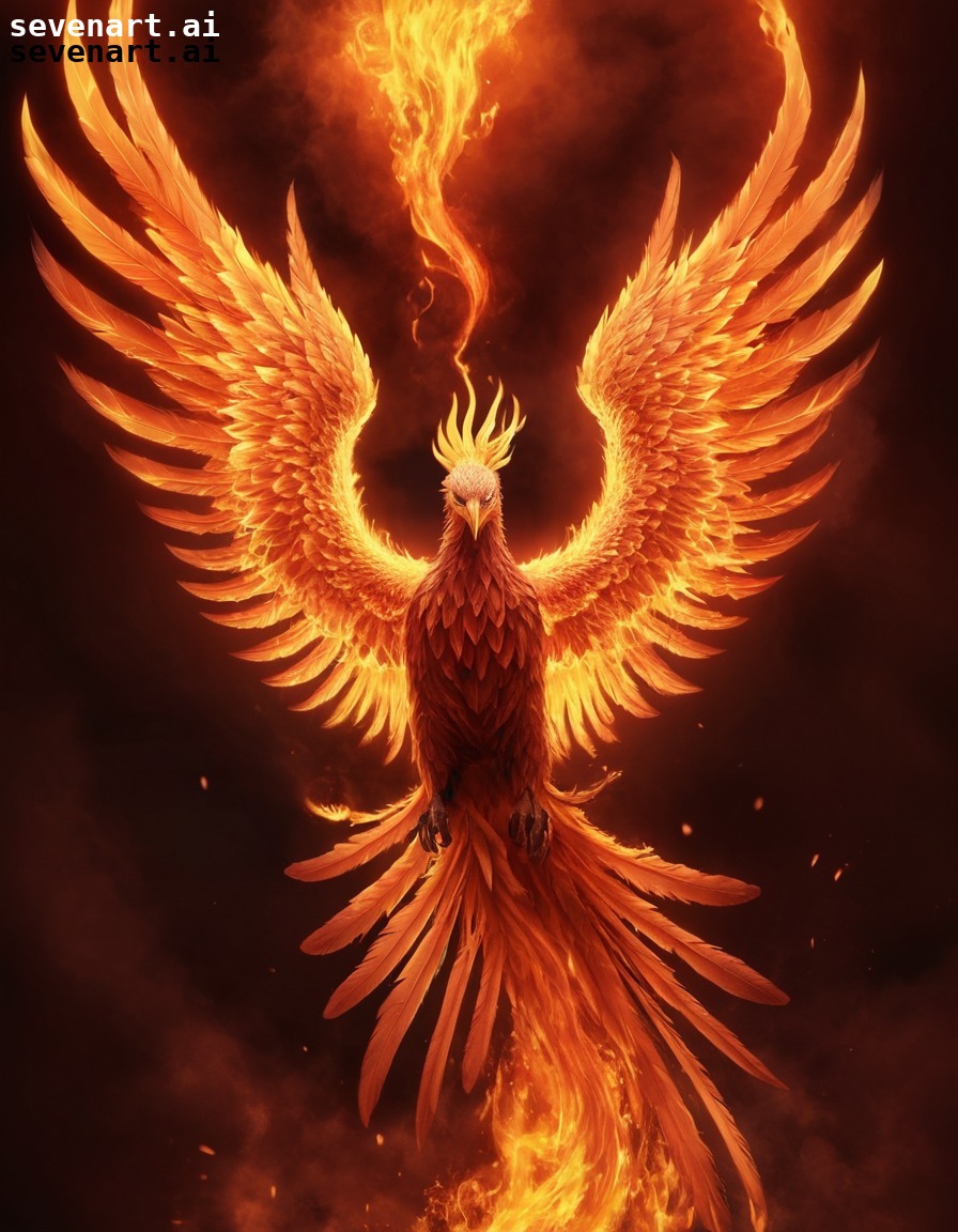 phoenix, fire, rebirth, mythological creature, fantasy