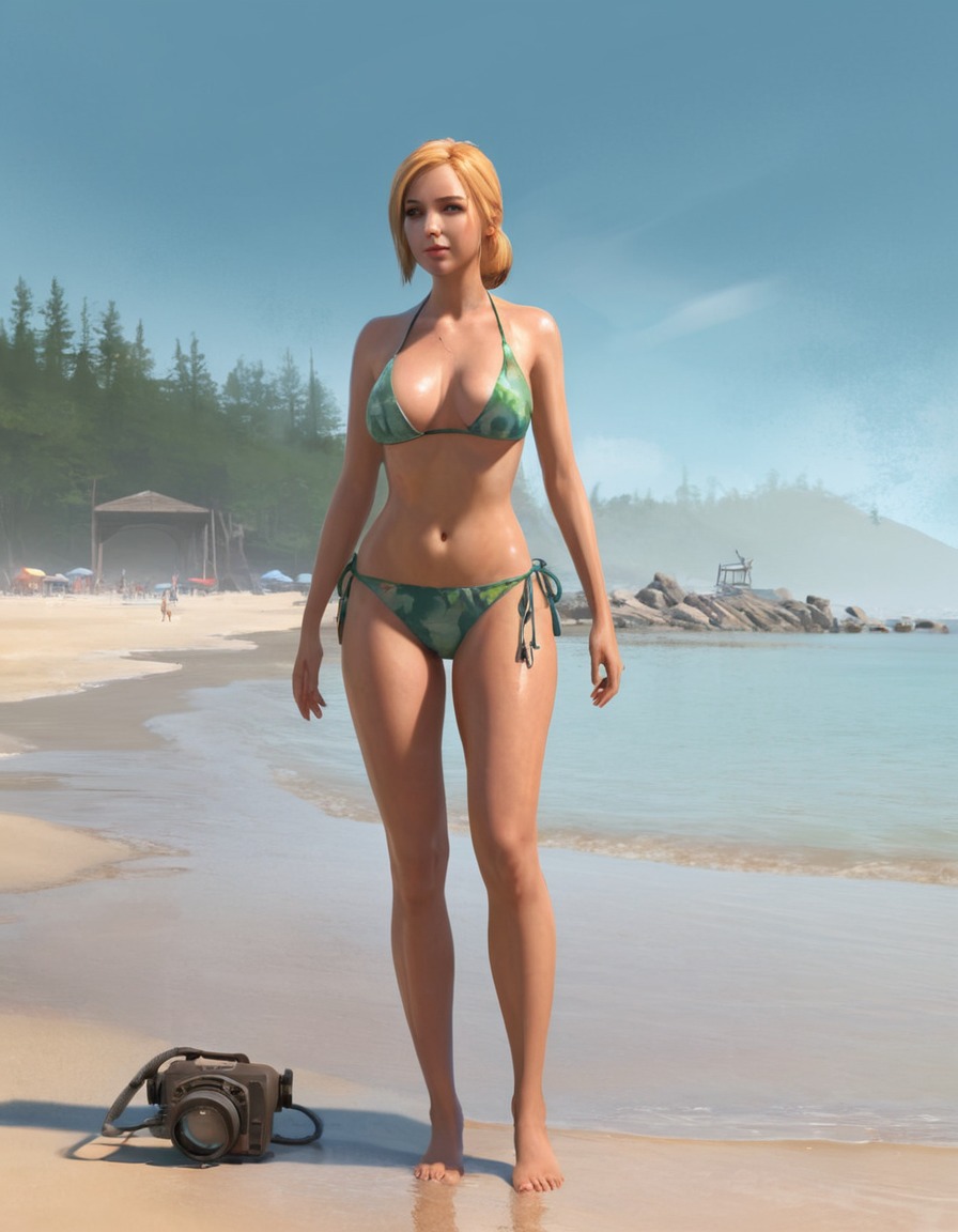 video game character, alex vance, half-life 2, beach, bikini, sunny day, games, girls from games