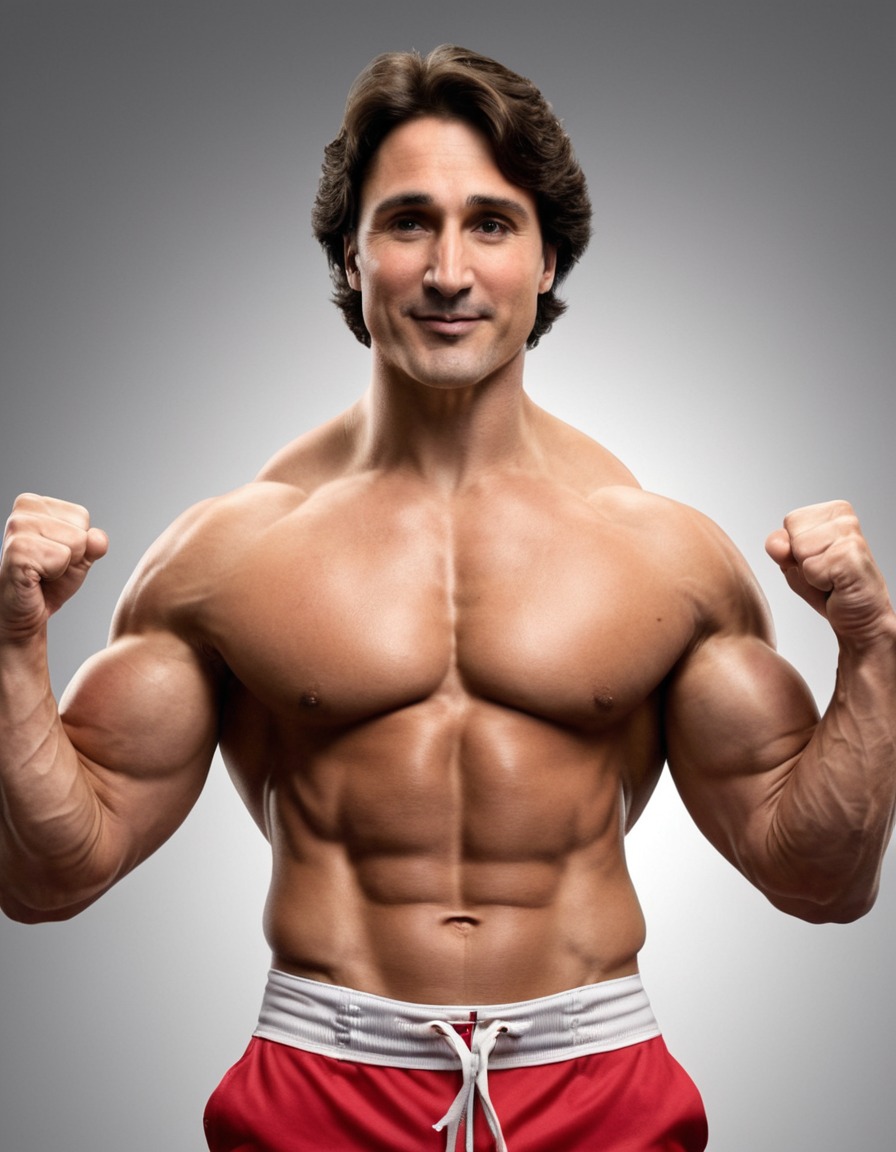 justin trudeau, canada, bodybuilder, pose