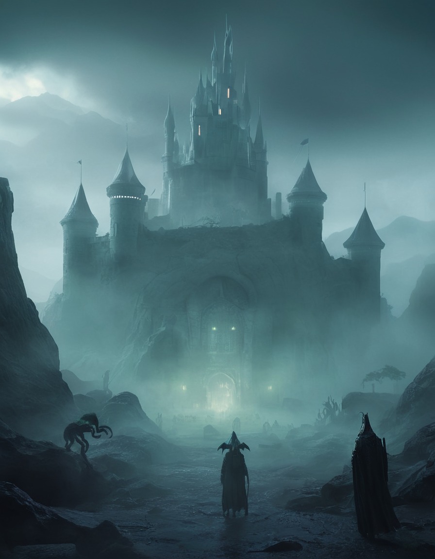 fantasy, ancient, citadel, mist, eldritch, lovecraft, howard lovecraft