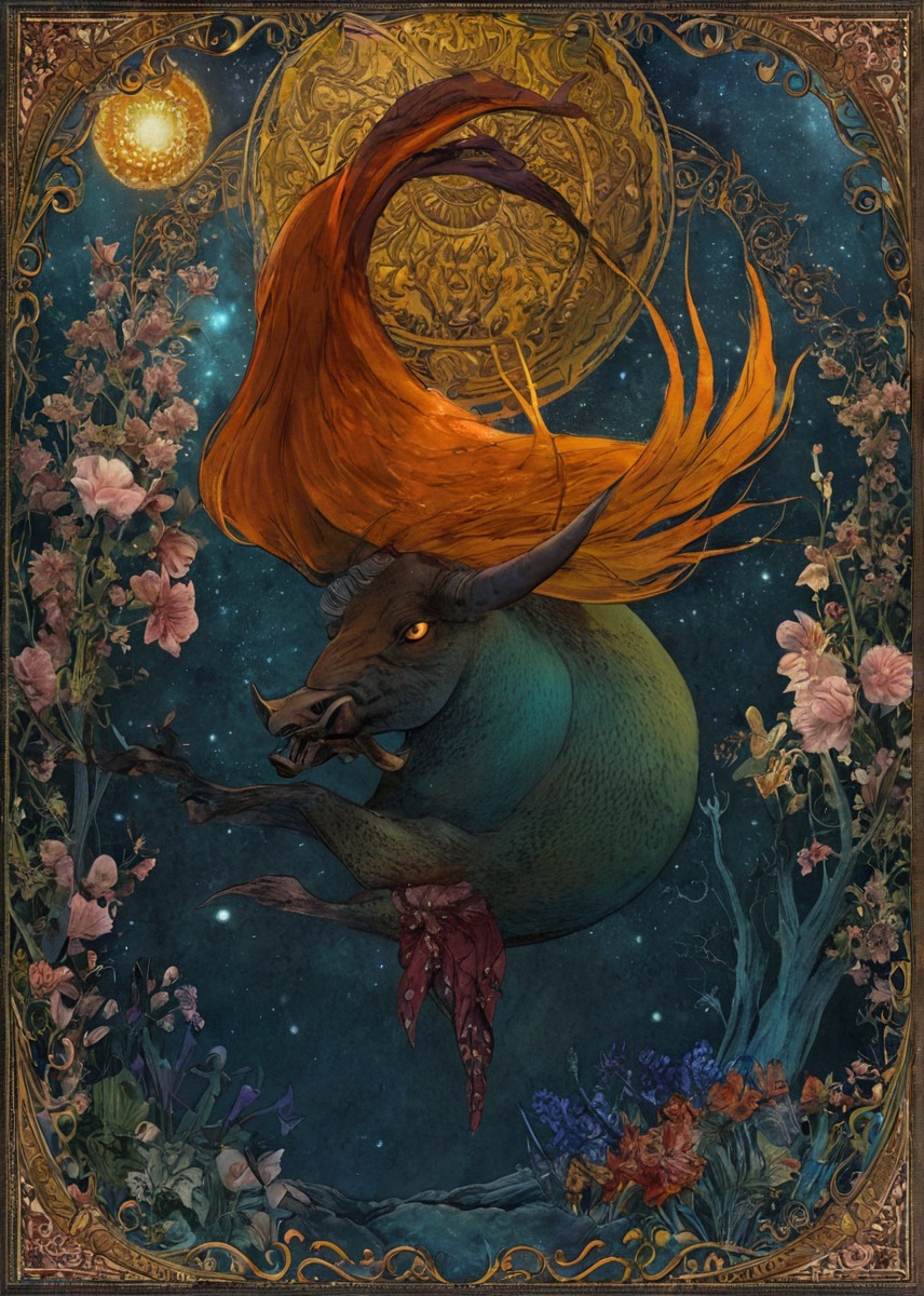 digitalart, fantasyart, mythology, digitalpainting, creature, decorative, dinosaur, fanart, fantasy, fantasycreature, flowers, forest, illustration, painting, rainbow