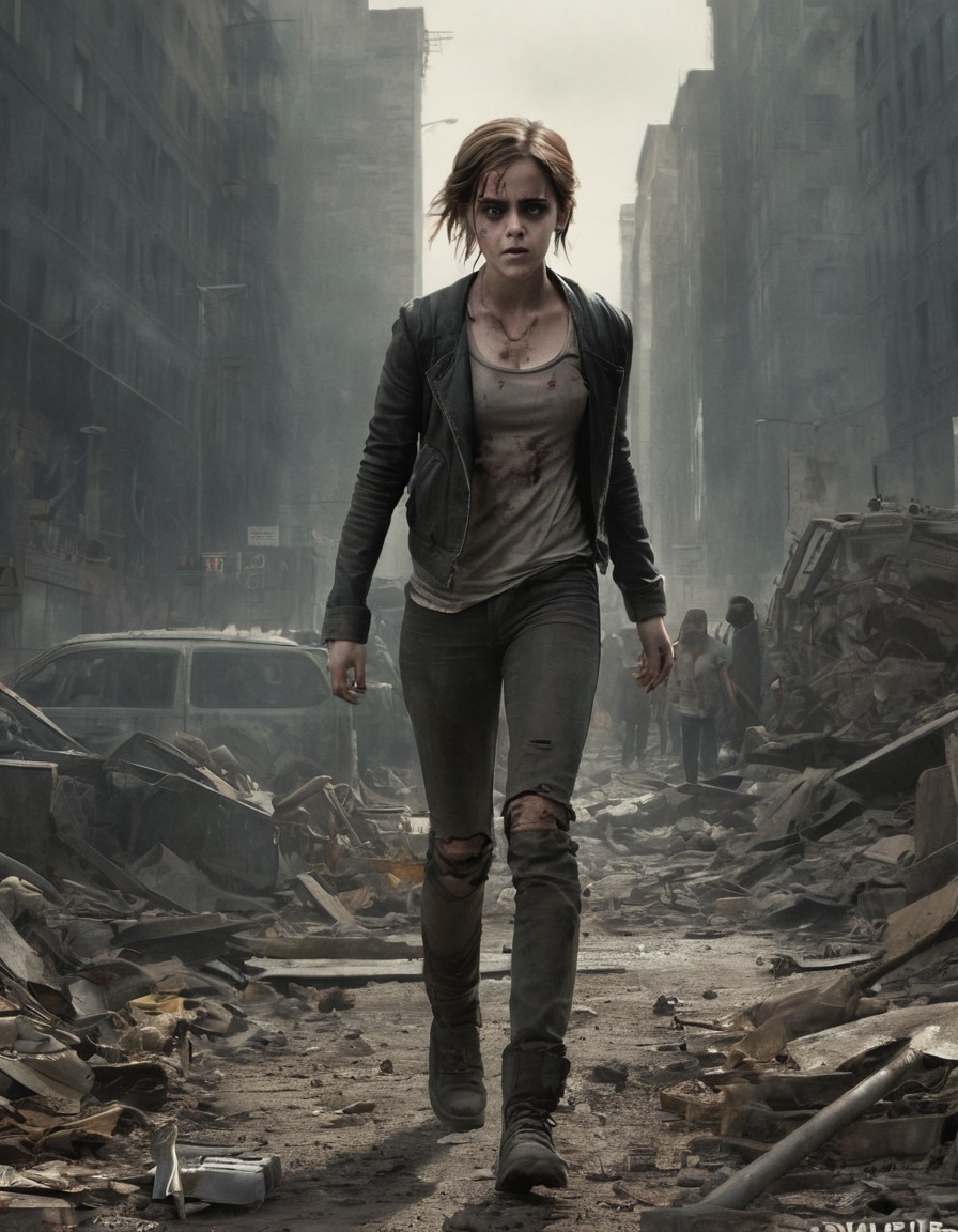 emma watson, zombie, post-apocalyptic, cityscape, celebrities