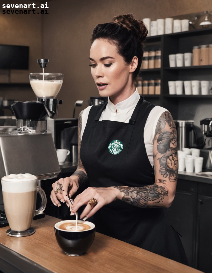 lena headey, barista, coffee, struggle, fancy drink, actress, movies, movie stars