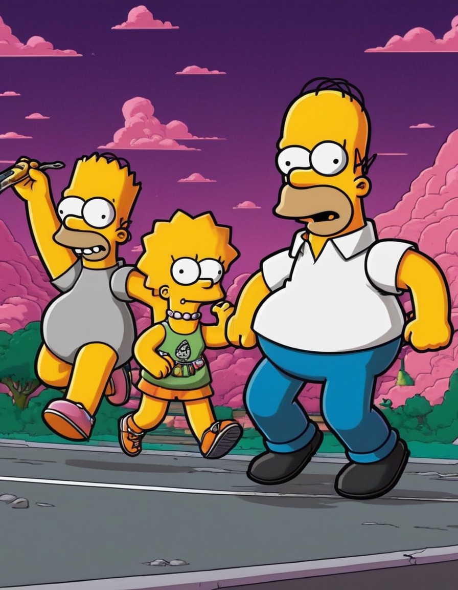 the simpsons, retro, video game, obstacles, challenges, simpsons