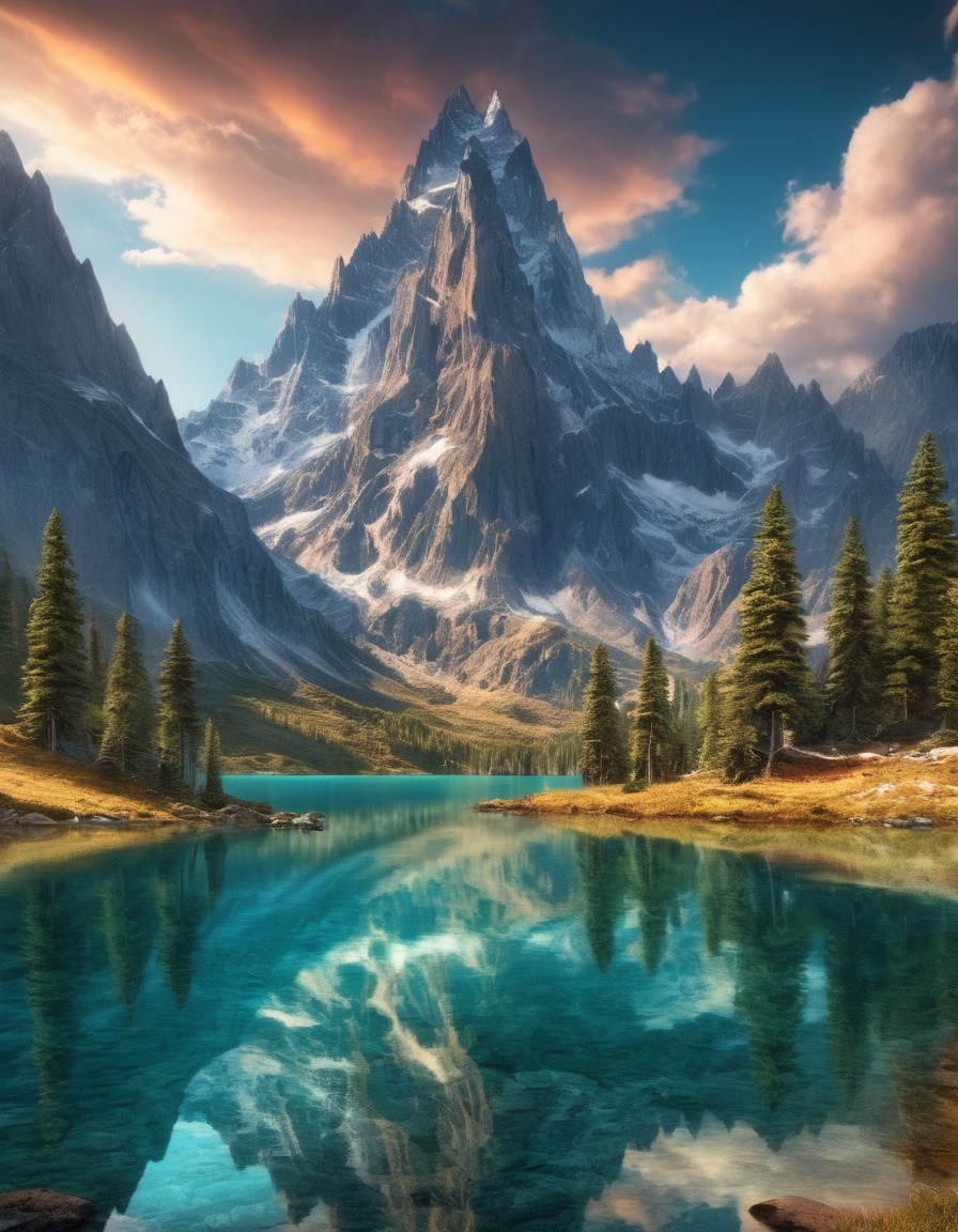 mountain, lake, reflection, nature, outdoors, serene