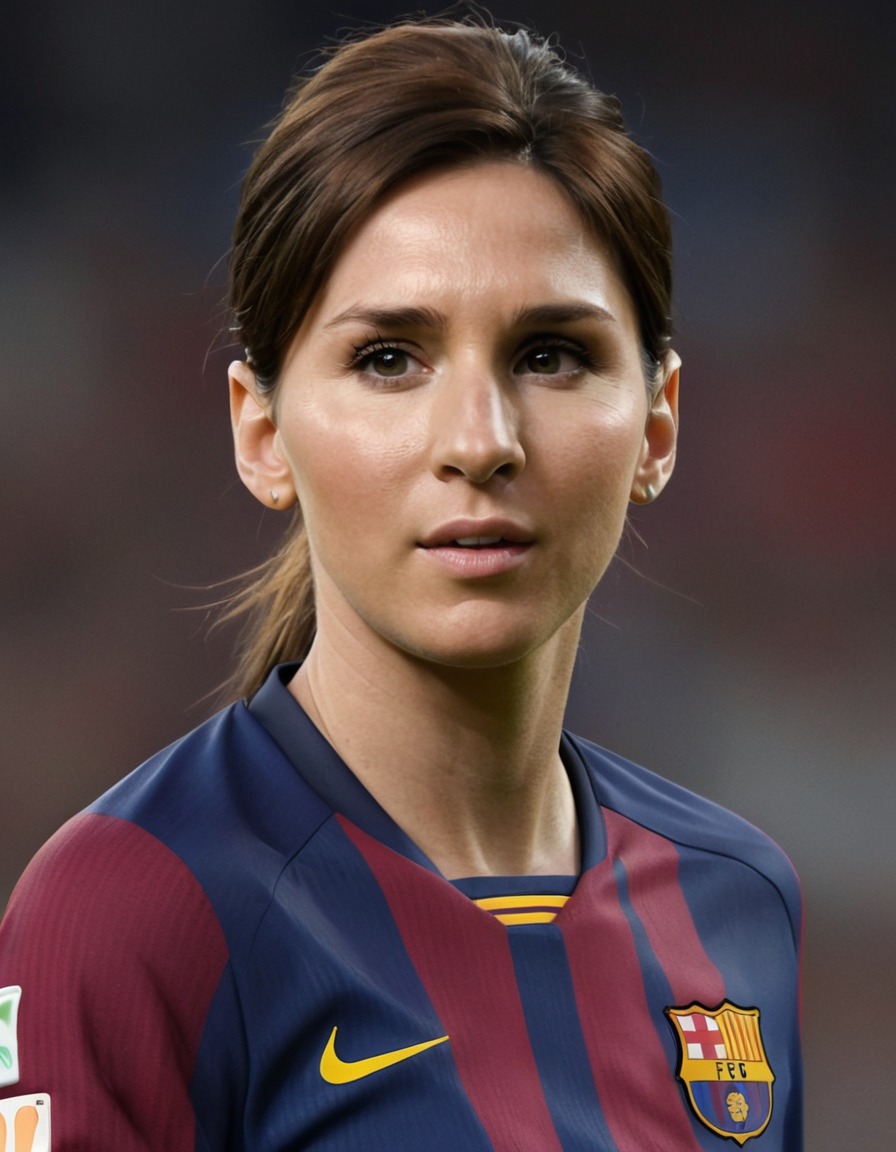 lionel messi, female version, gender swap, feminine, soccer player, celebrity, transformation