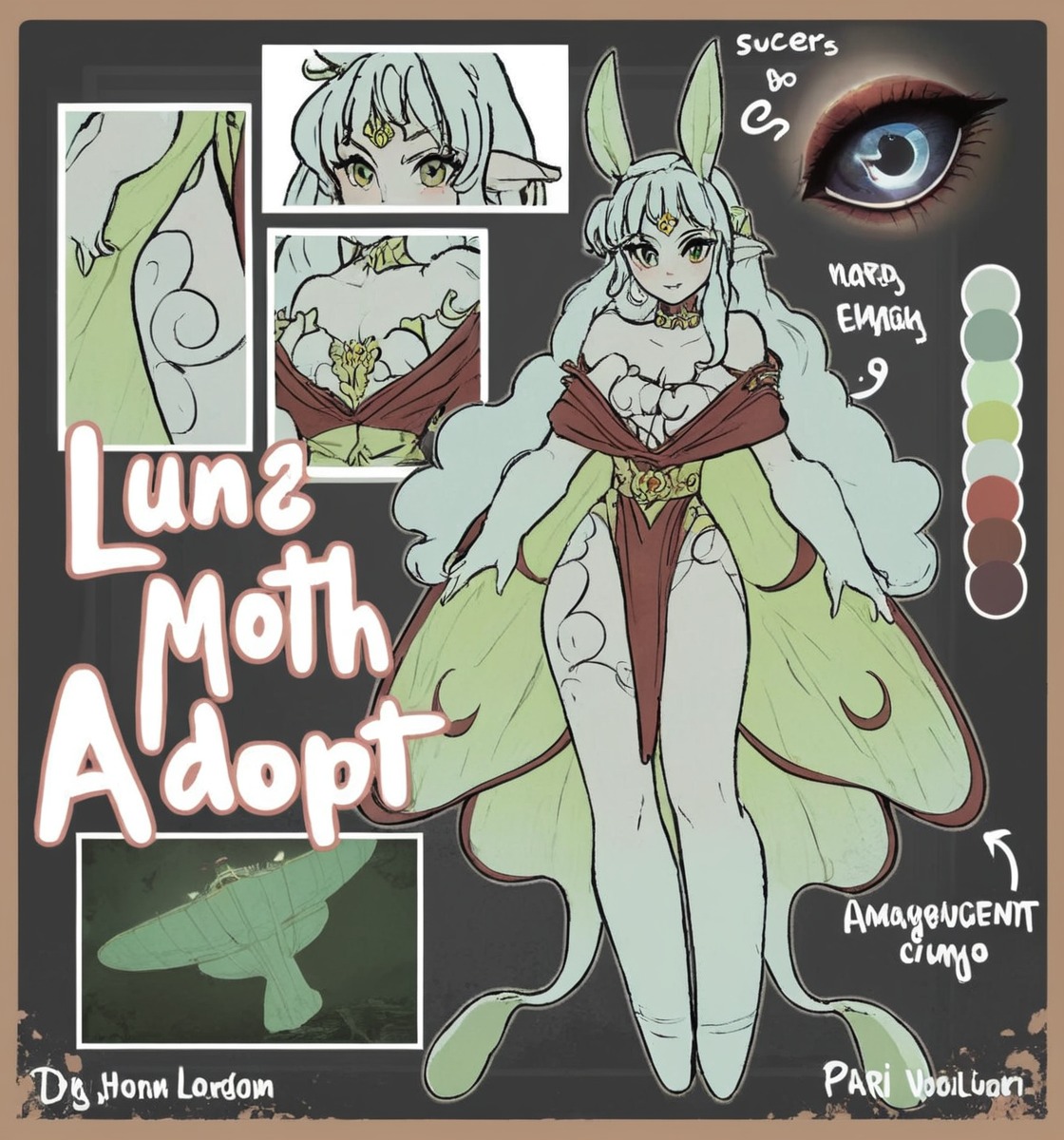 adoptable, adoptables, adopts, anthro, character, characterdesign, concept, design, fluffy, humanoid, insect, lunamoth, monstergirl, original, originalcharacter, luna_moth, adotable, adoptablesopen, mothadopt, mothgirl, moth_girl