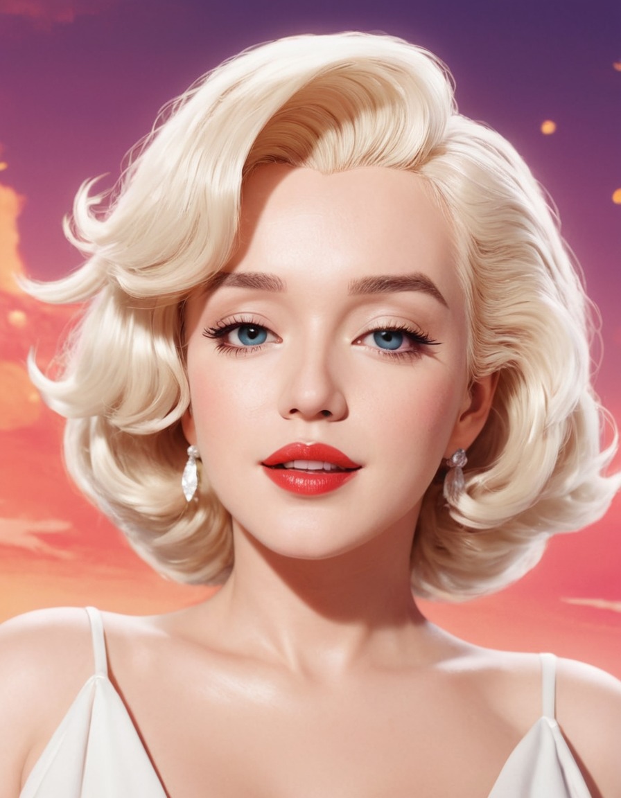 marilyn monroe, modern art, reinterpretation, celebrity portrait, anime