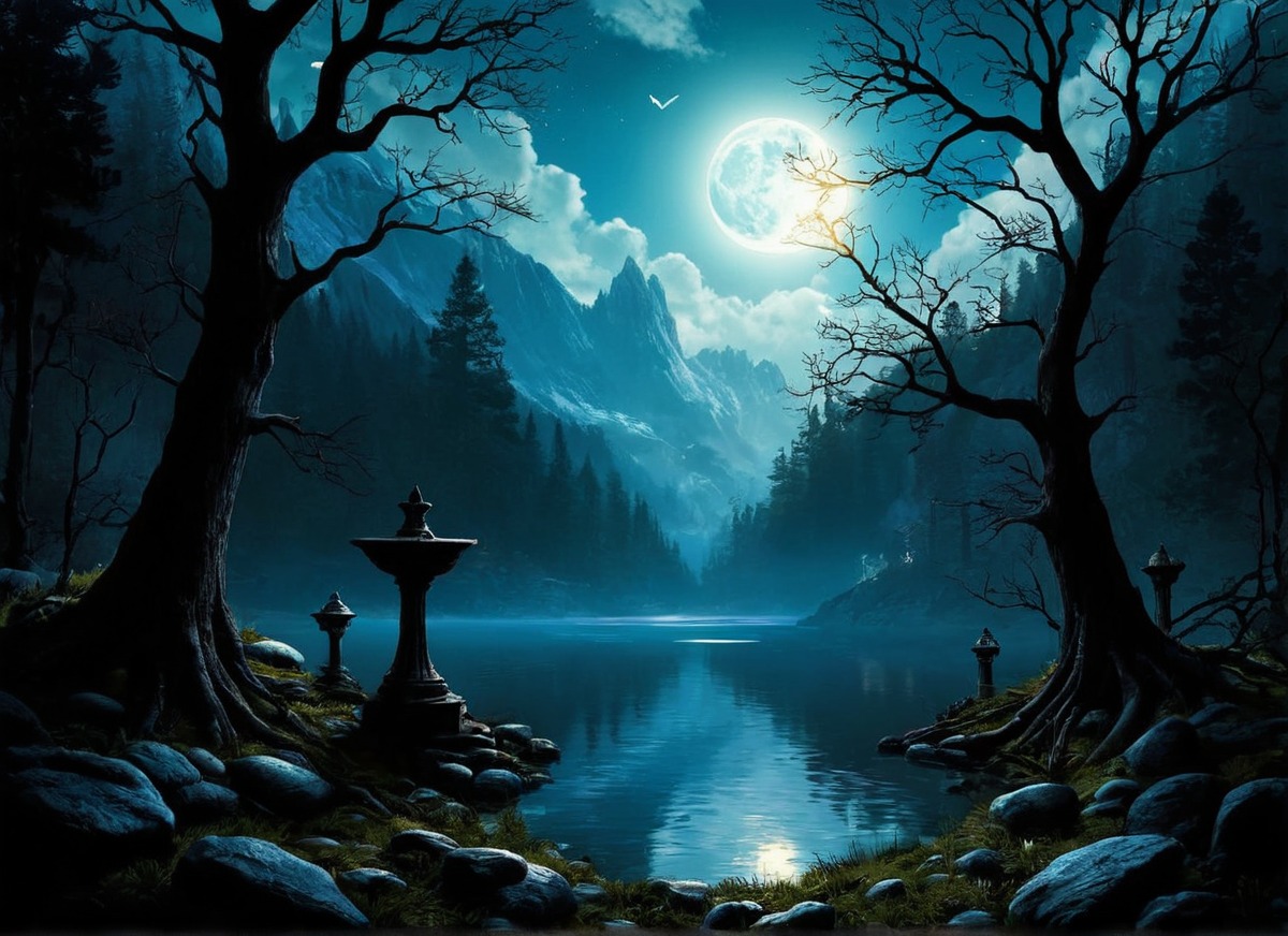 digitalart, horror, wallpaper, forest, spooky, cemetery, fantasyart, digitalpainting, drama, gothic, halloween, surreal, creepy, lakeeerie