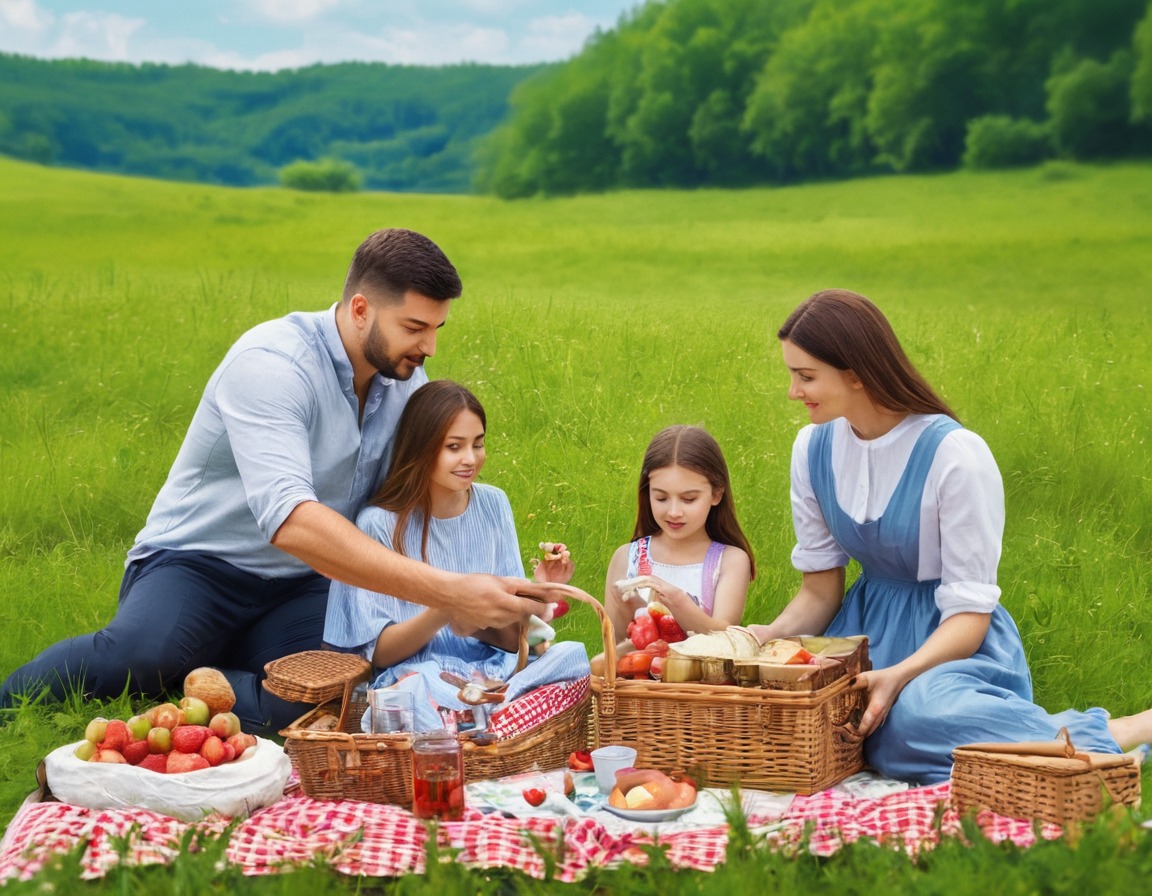 ukrainian, family, picnic, meadow, digital painting, ukraine, ukrainians