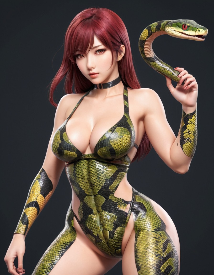 mutations, woman, female, anime, serpentine, lower body, snake-like