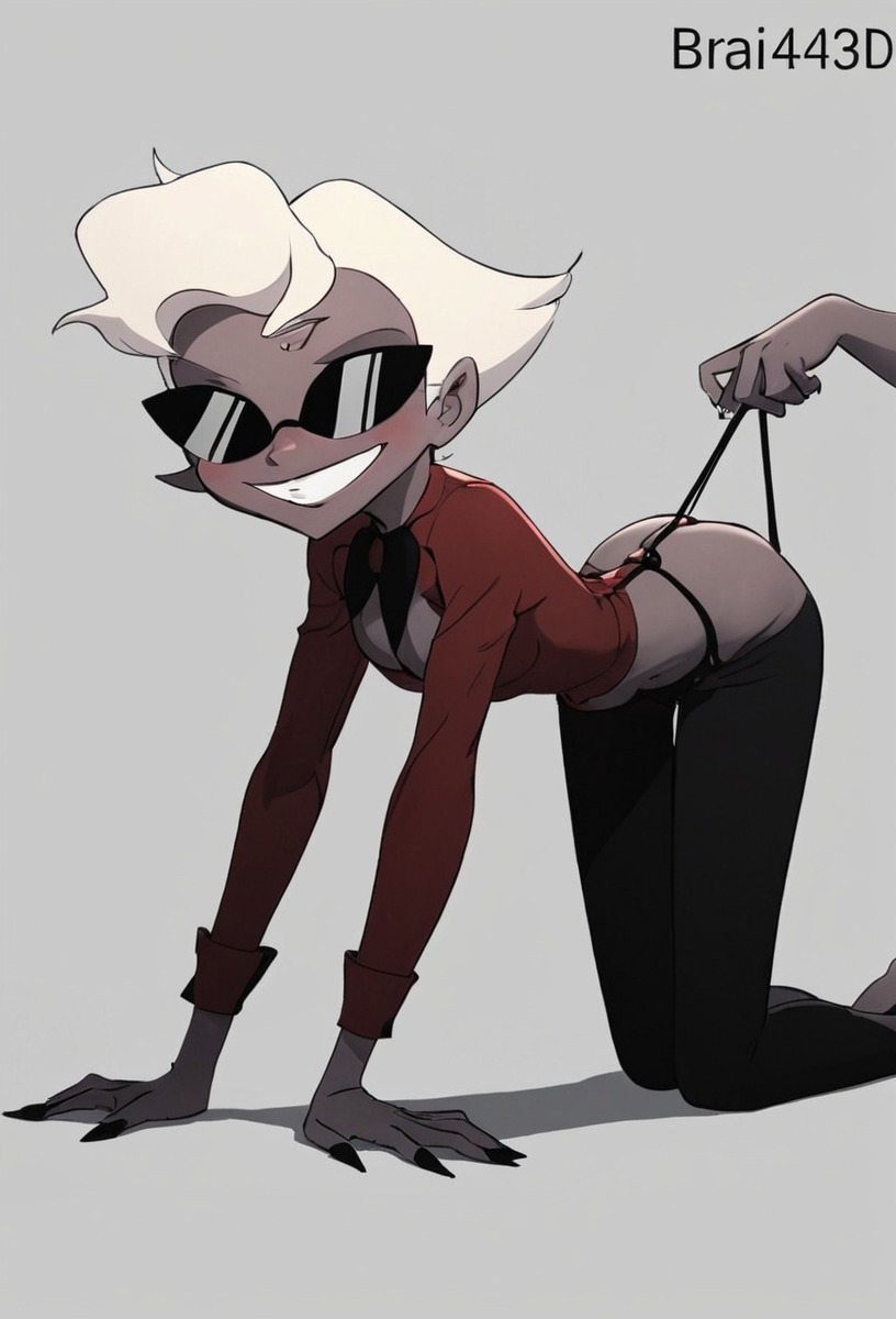 fanart, cartoon, digitalart, sunglasses, originalcharacter, hazbinhotel, characterdesign, digitalpainting, fantasy, fantasycharacter, screenshot, series, suit, warrior, demon_hunter, vivziepop, agent_2, vivziepop_fanart, ai_generated, helluva_boss, millie_helluva_boss, moxxie_helluva_boss, blitzo_helluva_boss, loona_helluva_boss, stolas_helluva_boss, ai_generated_art, ai_artwork, agent_two, agent_2_helluva_boss, agent_1_helluva_boss