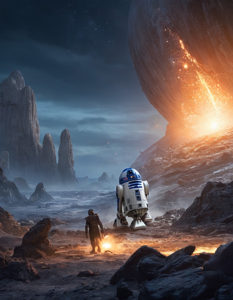 star wars, r2-d2, astromech droid, escape, asteroid field, robots, games, movies