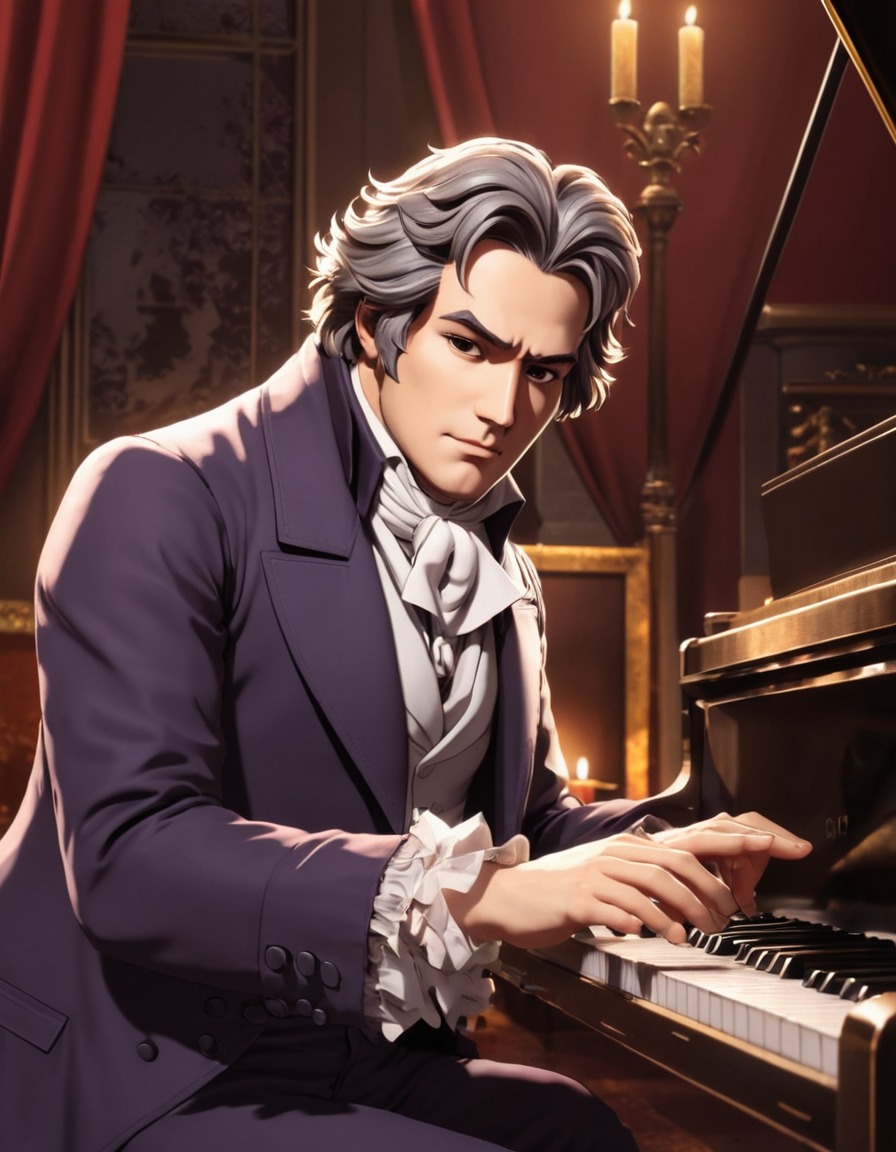 beethoven, composer, piano, music, classical music, anime