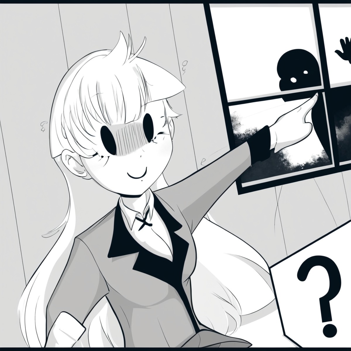 comic, animegirl, blackandwhite, manga, spinoff, scarycreepy, terrortales, kakegurui, kakeguruifanart, ririka_momobami, kakeguruimanga, october2024