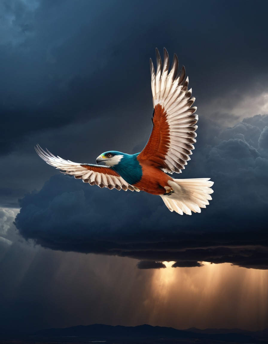 thunderbird, majestic, stormy sky, flying