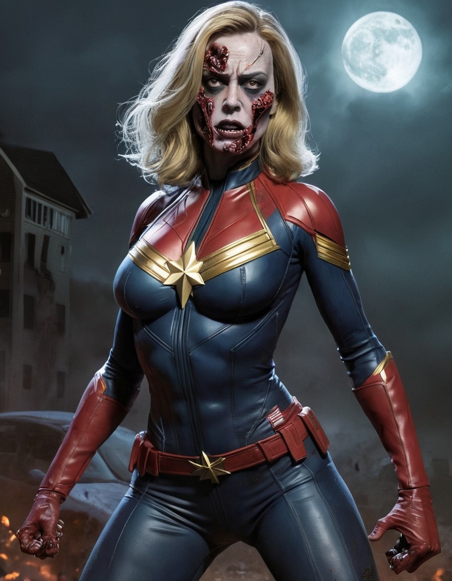 zombie, captain marvel (marvel comics), undead, superhero, horror