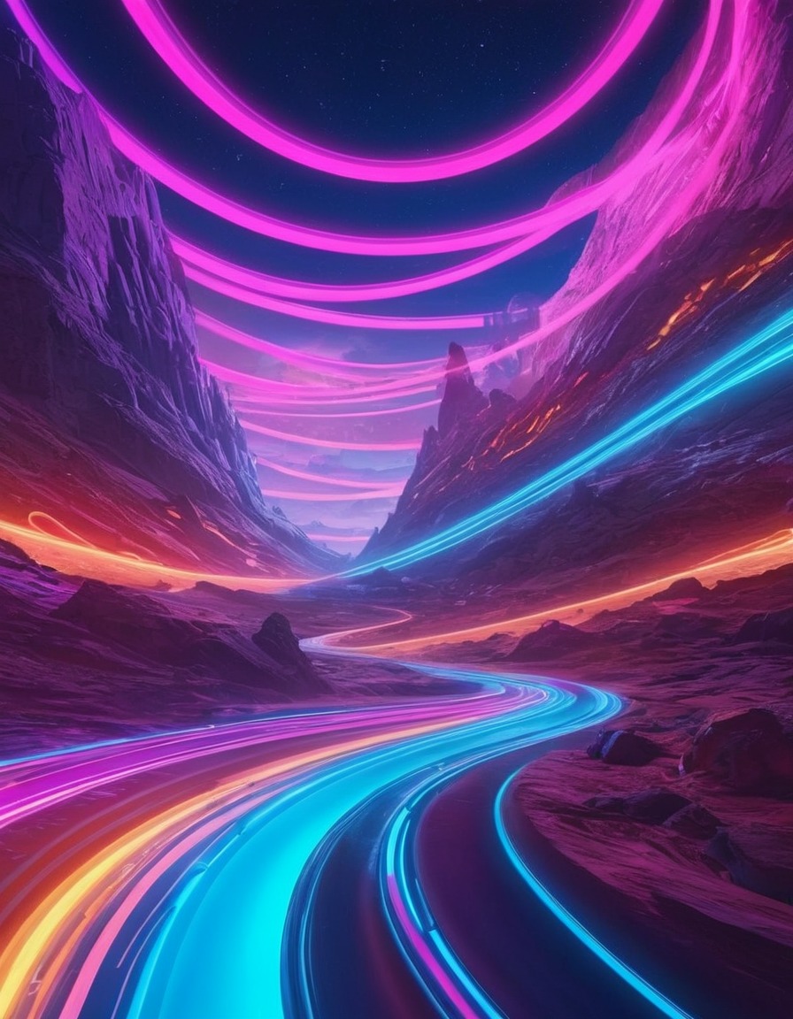 digital art, futuristic, neon, abstract, vortex