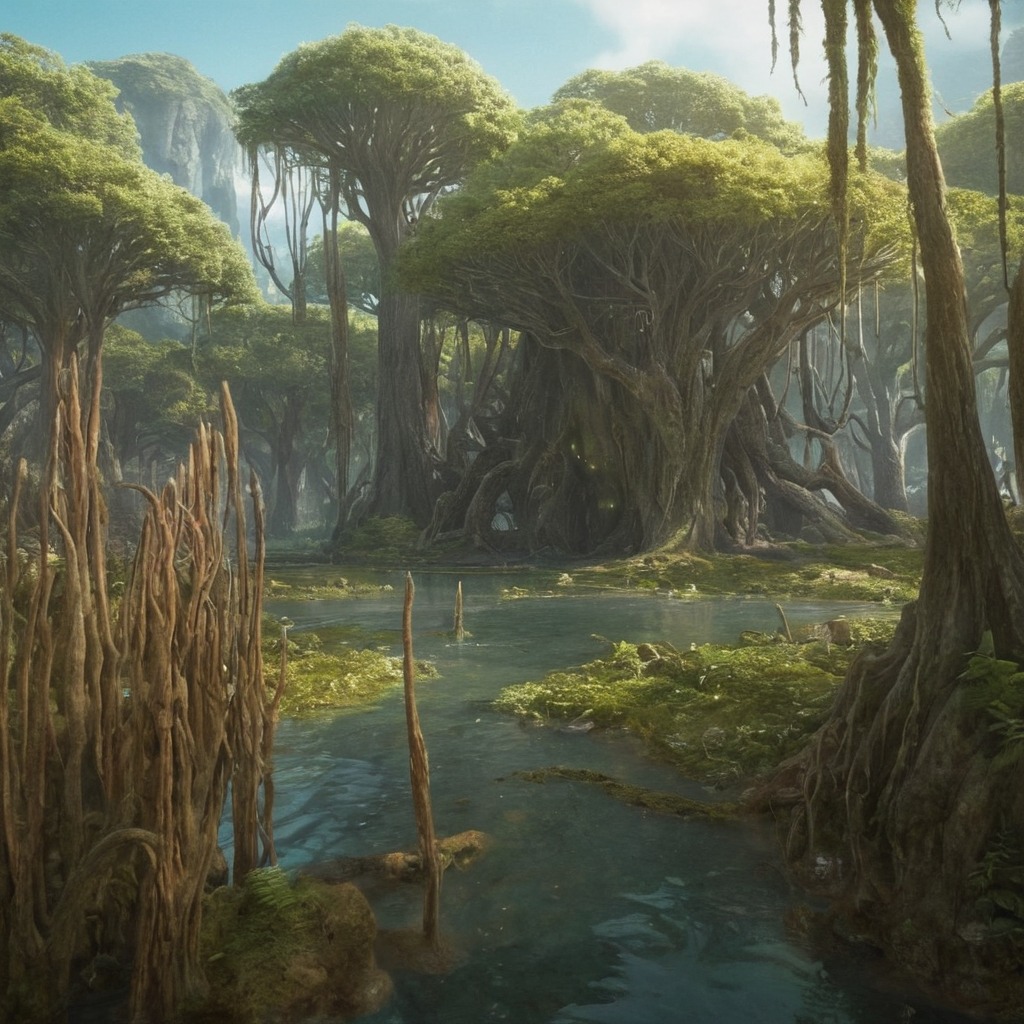 digitalart, dreamup, plants, mangrove, swamp, ai_art