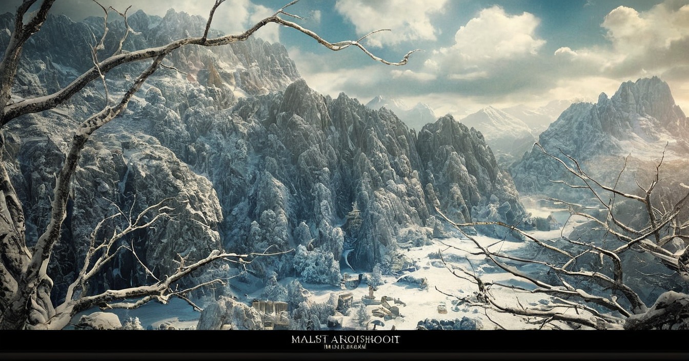 environment, forest, landscape, mattepainting, mixedmedia, moody, mountains, nature, photoshop, print, romantic, scenery, snow, sunny, tigaer, vue, winter