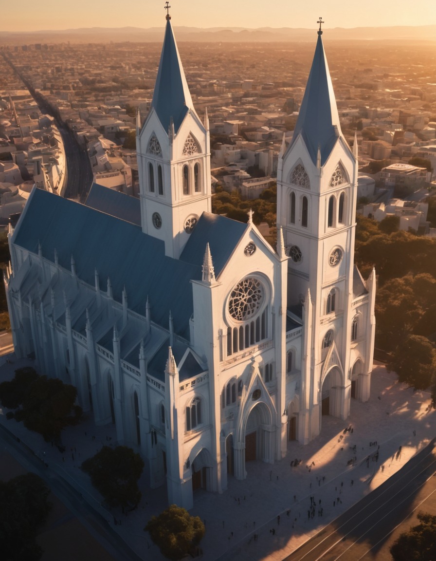 architecture, cathedral, golden hour, light and shadow, photography