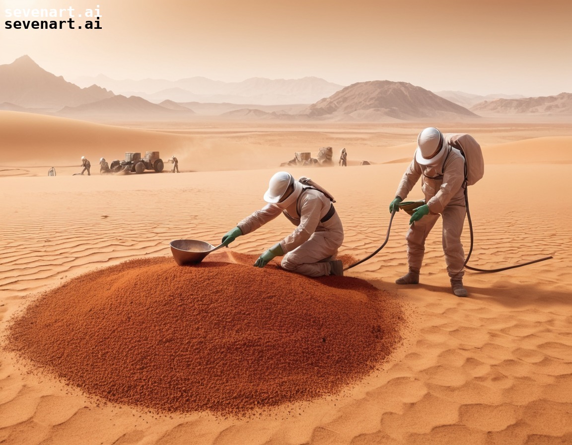 spice harvesting, desert planet, workers, stillsuits, valuable resources, dune